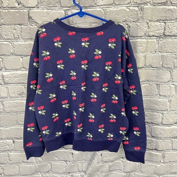 Gymboree Girls Blue Cherry Crewneck Sweatshirt M NWT - Picture 2 of 3